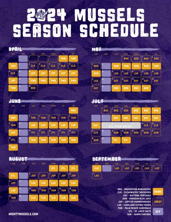 Mighty Mussels 2024 schedule