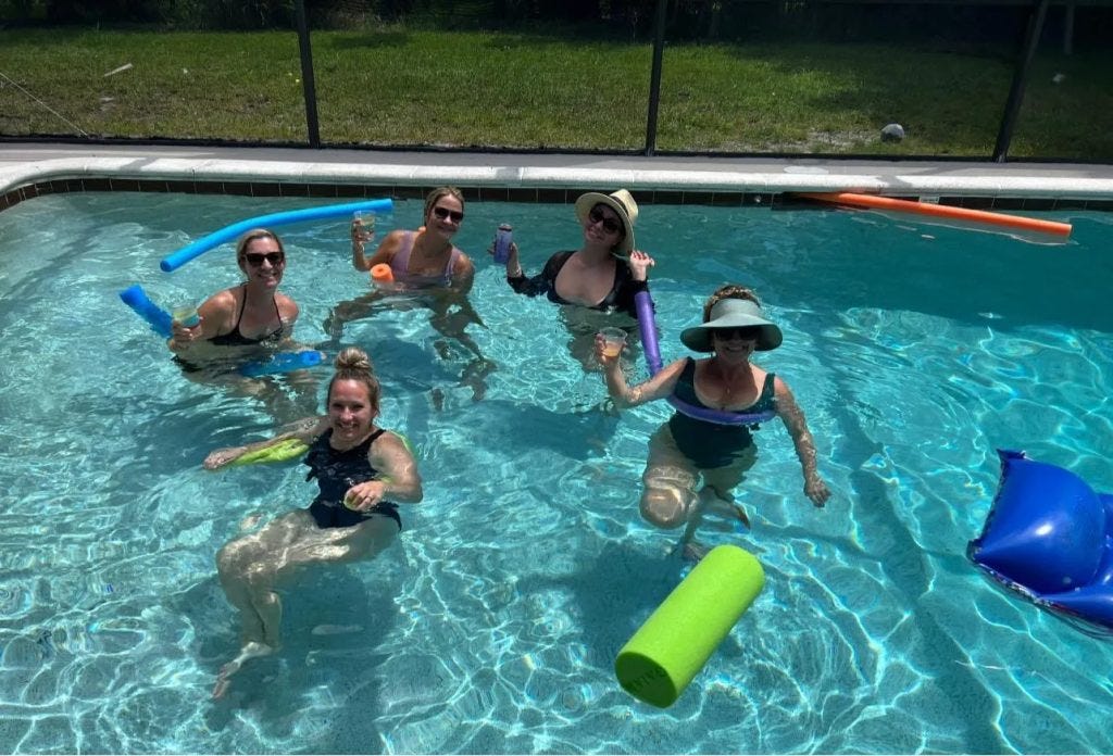 Female fantasy football group have pool time at draft